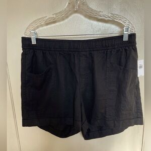 Old Navy NWT High-Waisted Linen-Blend Pull-On Shorts BLK SZ L